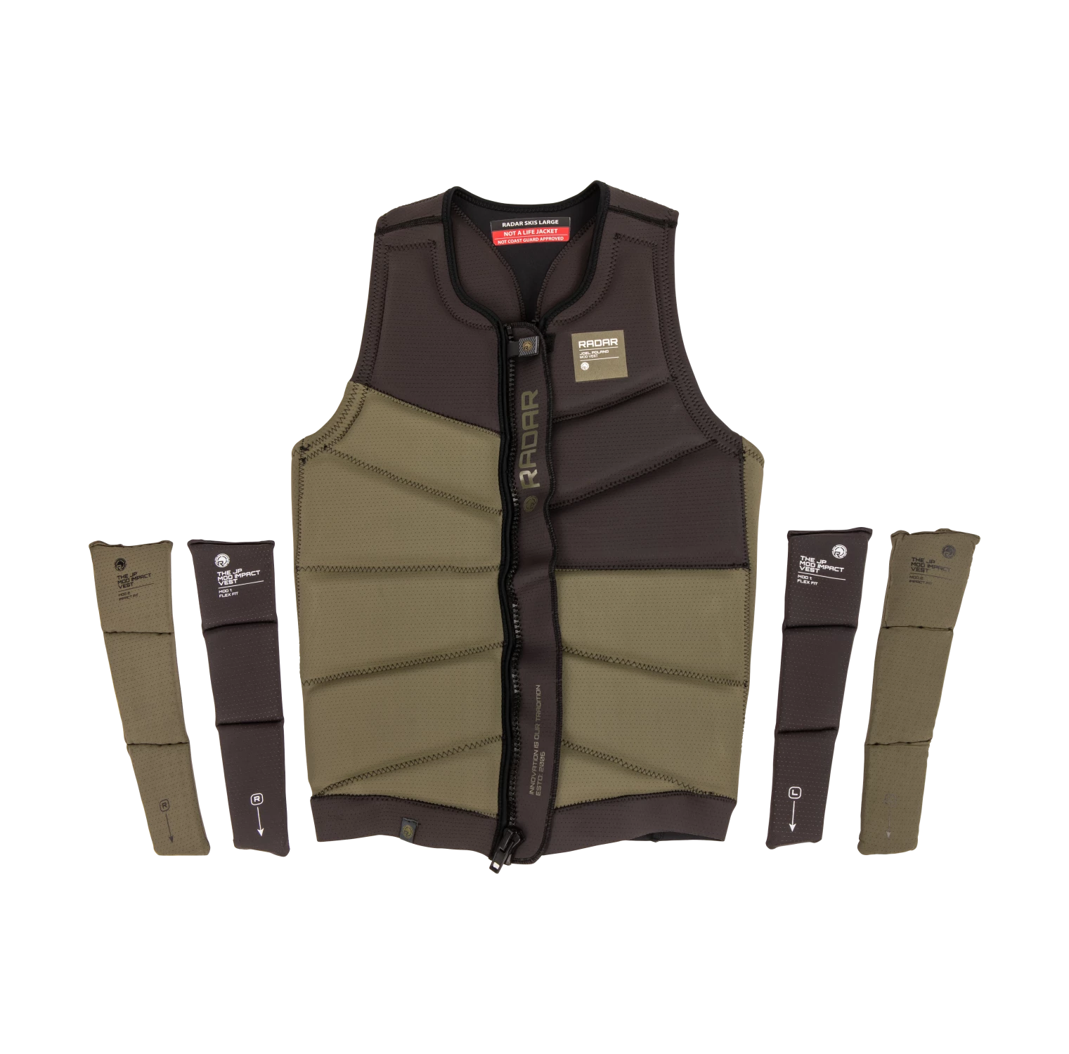 RADAR-LIFE-JACKET-JP-MOD-GREEN-IMPACT-2027-FRONT-WITH-PADS-QUAD